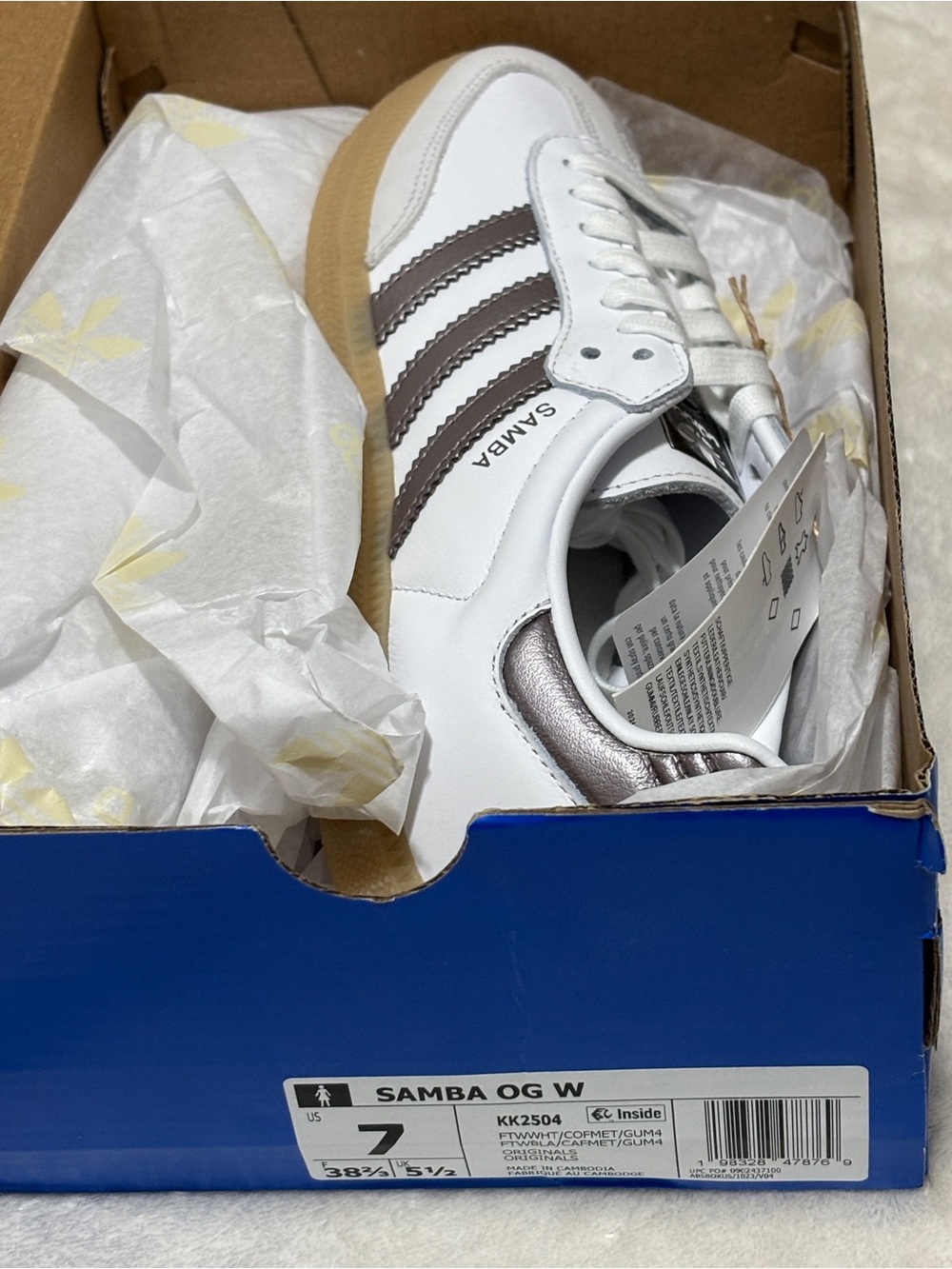 adidas Samba OG W White with Metallic Silver Stripes